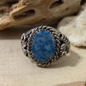 Native American Denim Lapis Ring Sterling Silver Size 9